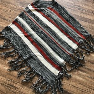 Majora grey/orange/white poncho sweater